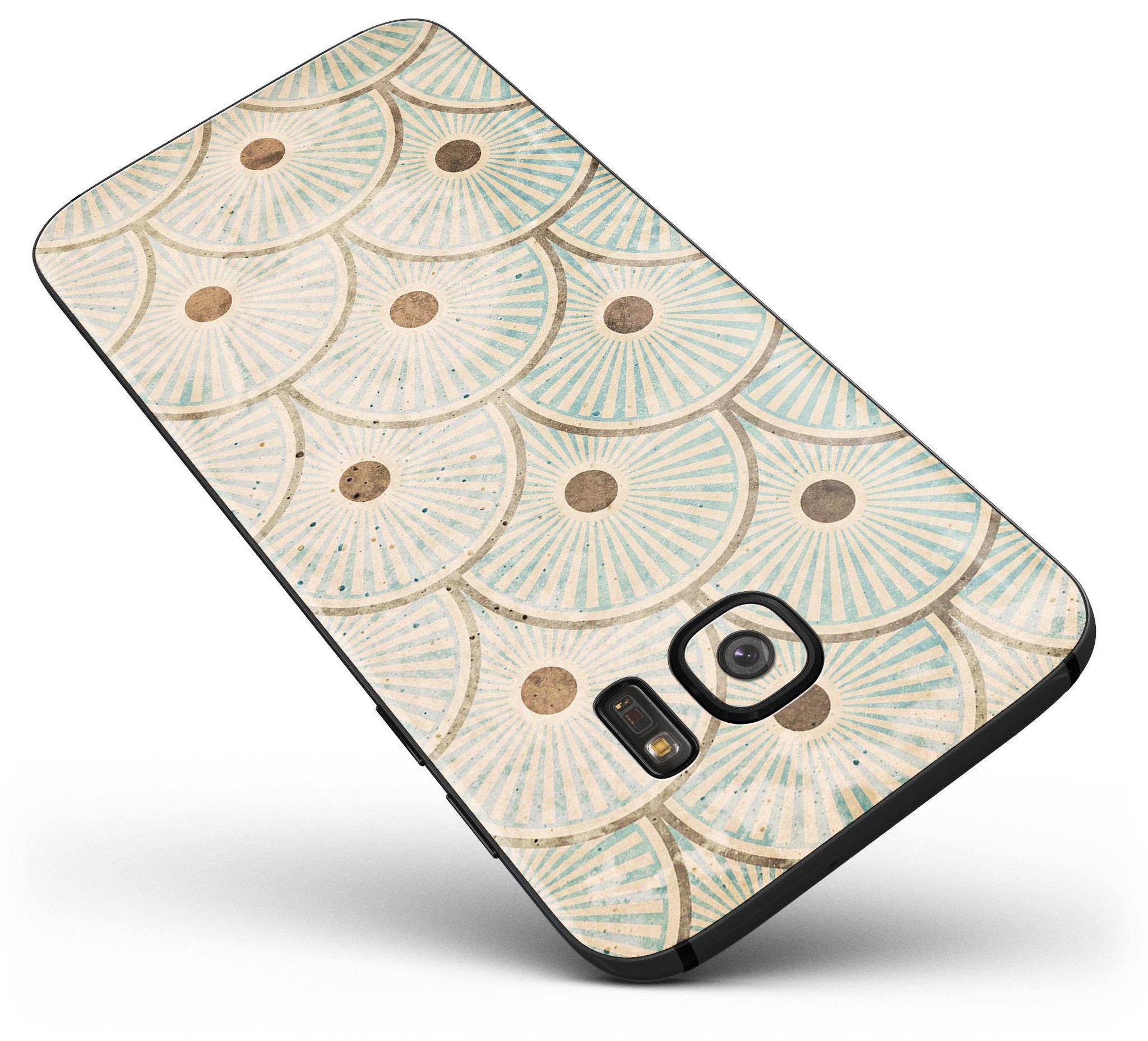 Aged Aqua SemiCircles skin kit for Samsung Galaxy S7/S7 Edge, featuring polka dots and a stylish design.