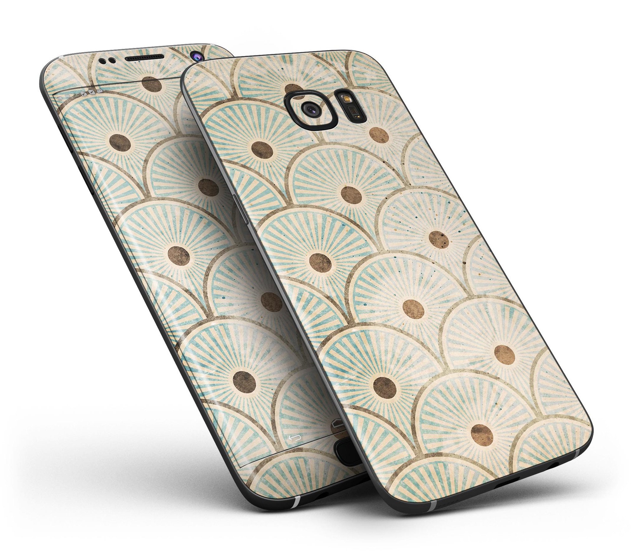 Aged Aqua SemiCircles skin kit for Samsung Galaxy S7/S7 Edge, featuring polka dots and a stylish design.