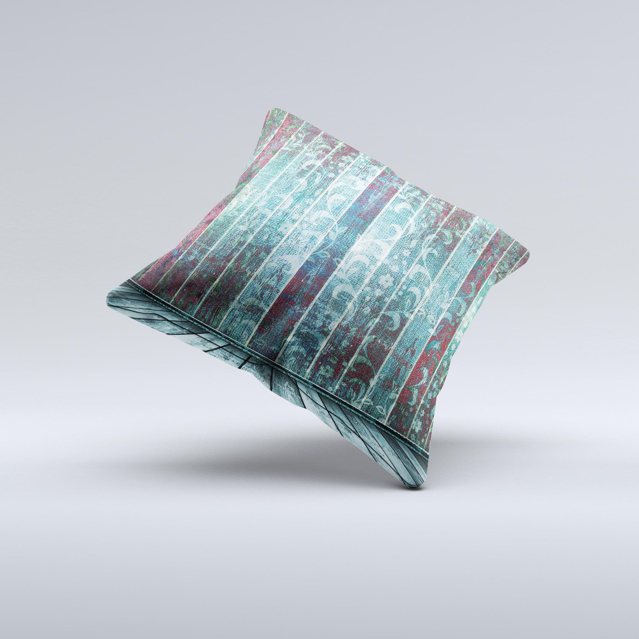 Aged Blue Victorian Striped Decorative Throw Pillow with intricate design, handcrafted in Virginia, showcasing unique imperfections.