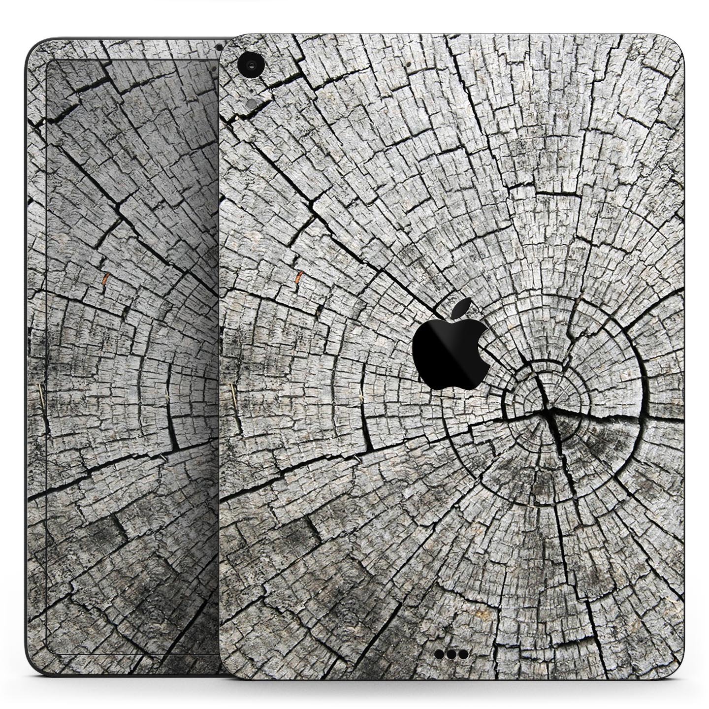 Aged Cracked Tree Stump Core skin decal for Apple iPad, showcasing a rustic design with premium 3M material for protection.