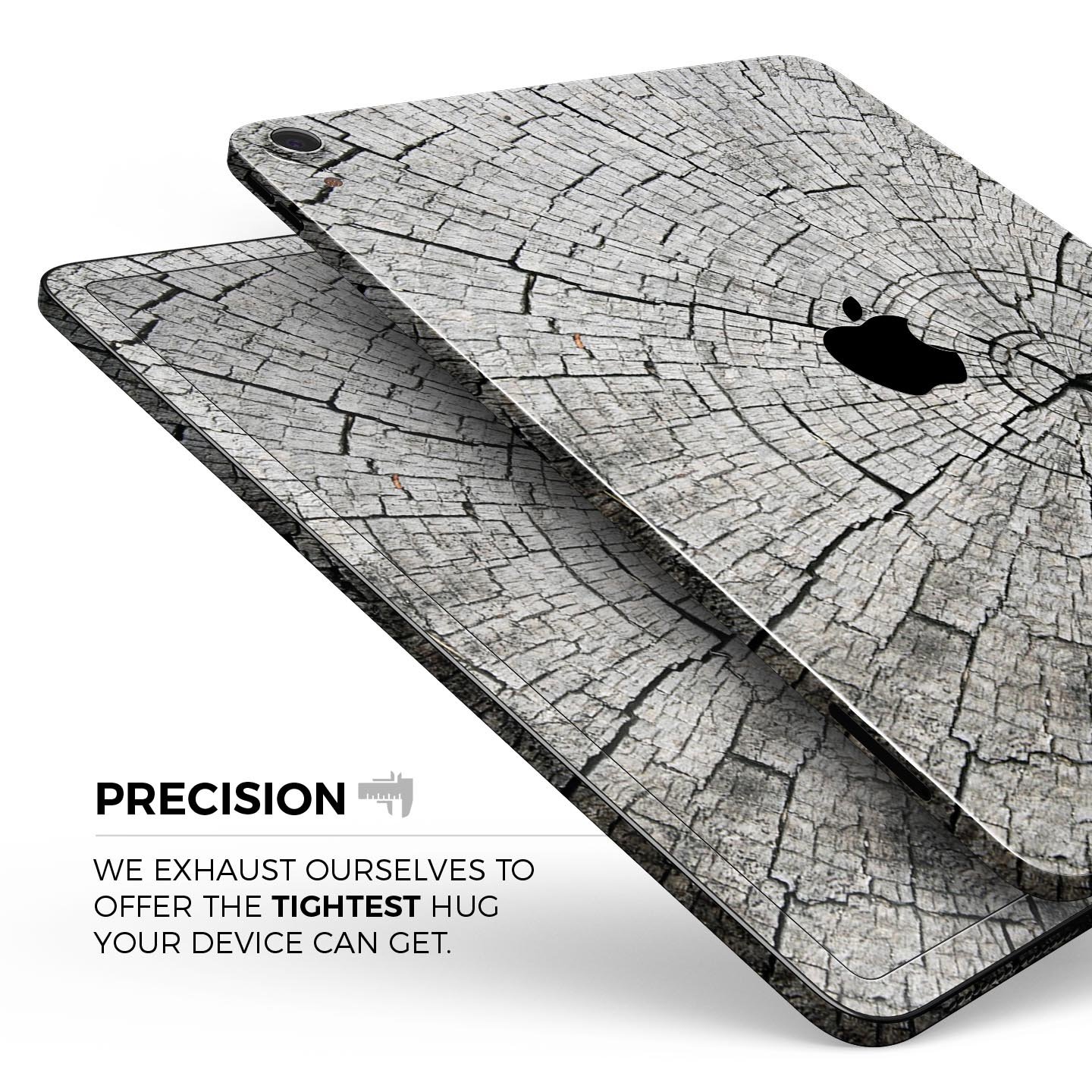 Aged Cracked Tree Stump Core skin decal for Apple iPad, showcasing a rustic design with premium 3M material for protection.