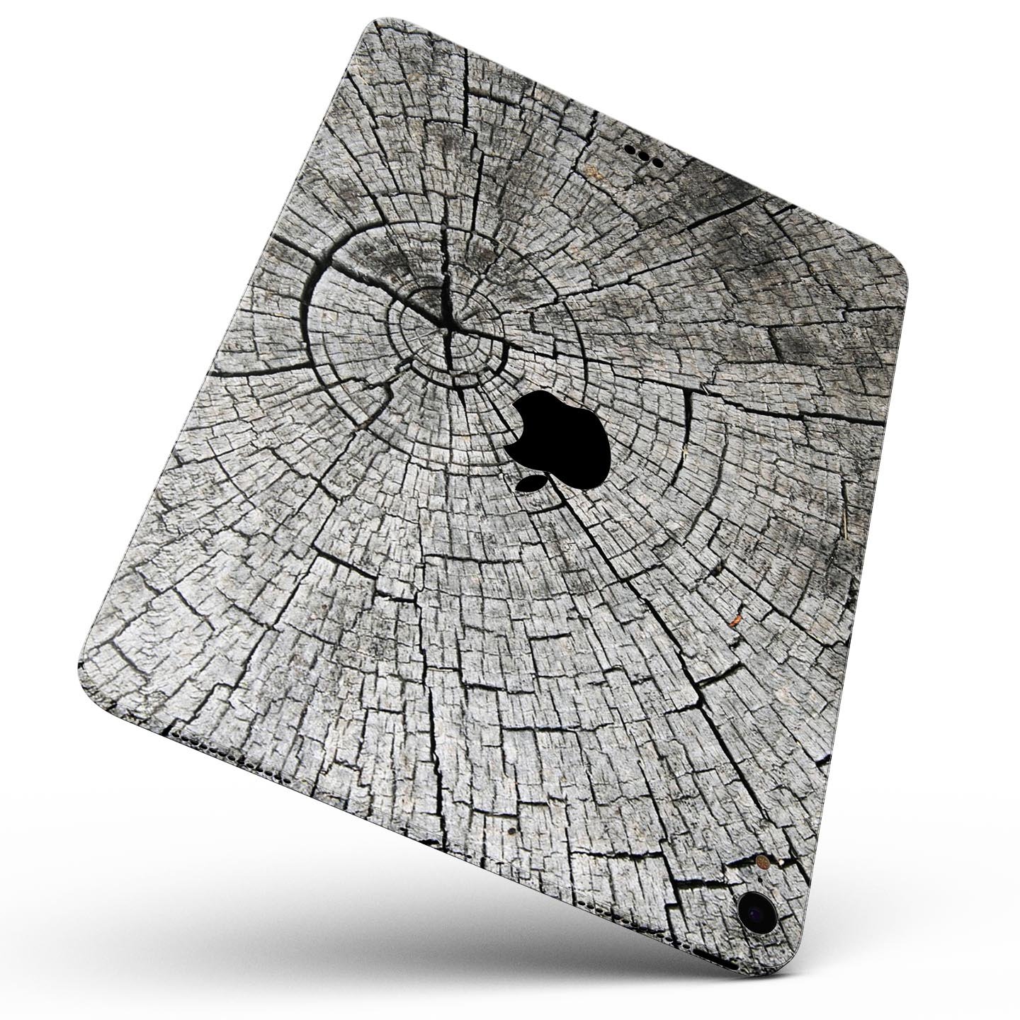 Aged Cracked Tree Stump Core skin decal for Apple iPad, showcasing a rustic design with premium 3M material for protection.