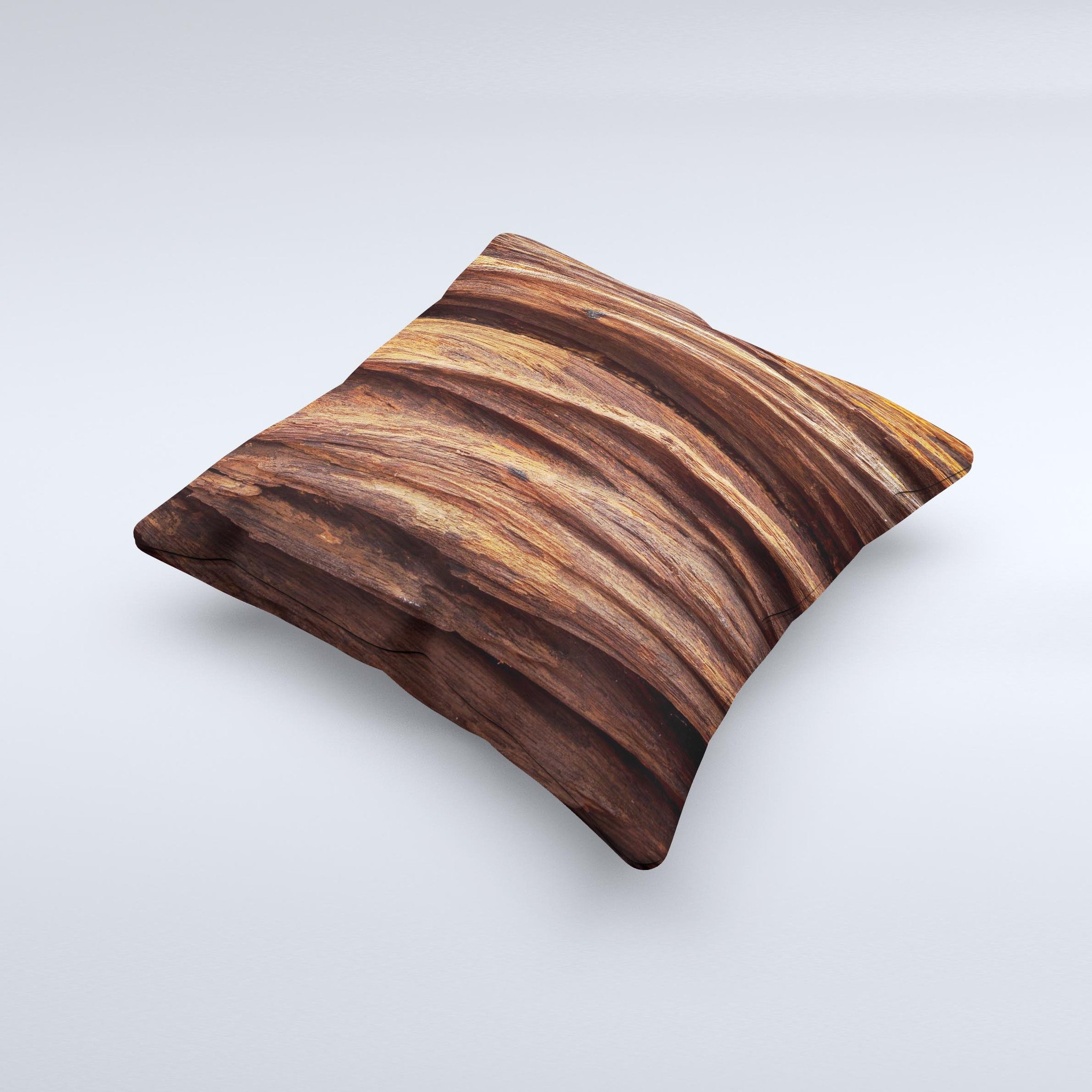 Aged RedWood Texture Ink-Fuzed Decorative Throw Pillow showcasing unique handmade design and high-quality materials.