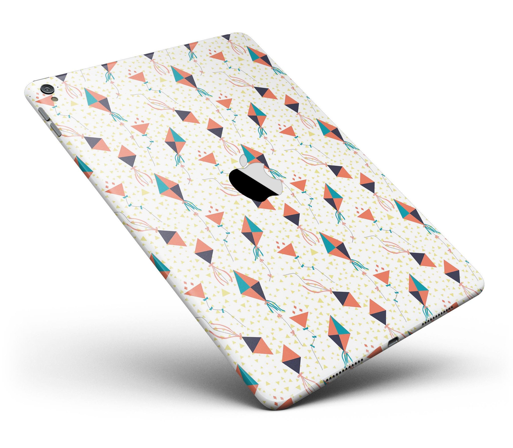 All Over Flying Kites Pattern Full Body Skin for iPad Pro, showcasing vibrant kite designs on a sleek vinyl surface.