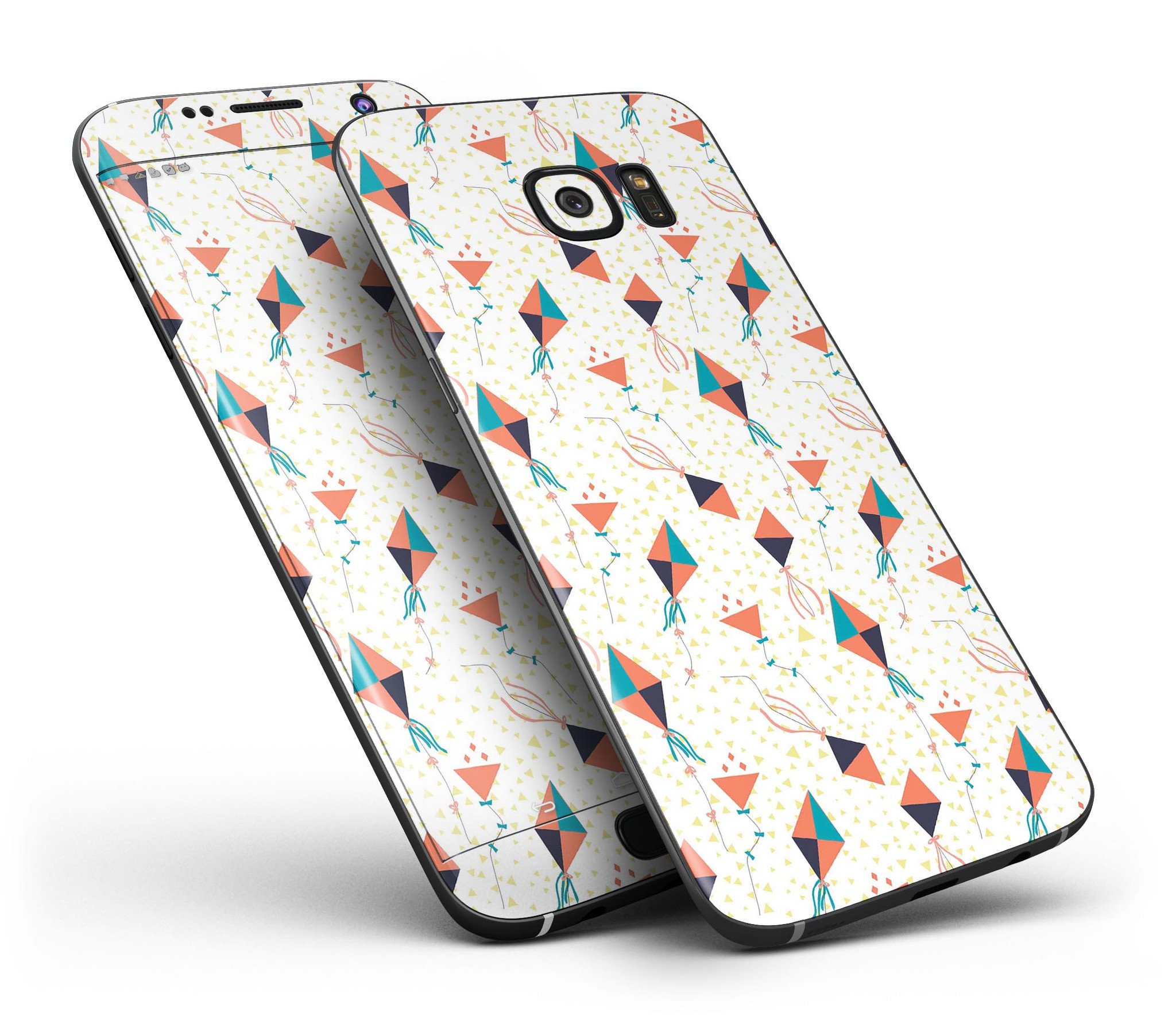 Samsung Galaxy S7/S7 Edge with All Over Flying Kites Pattern skin, showcasing vibrant colors and stylish design.