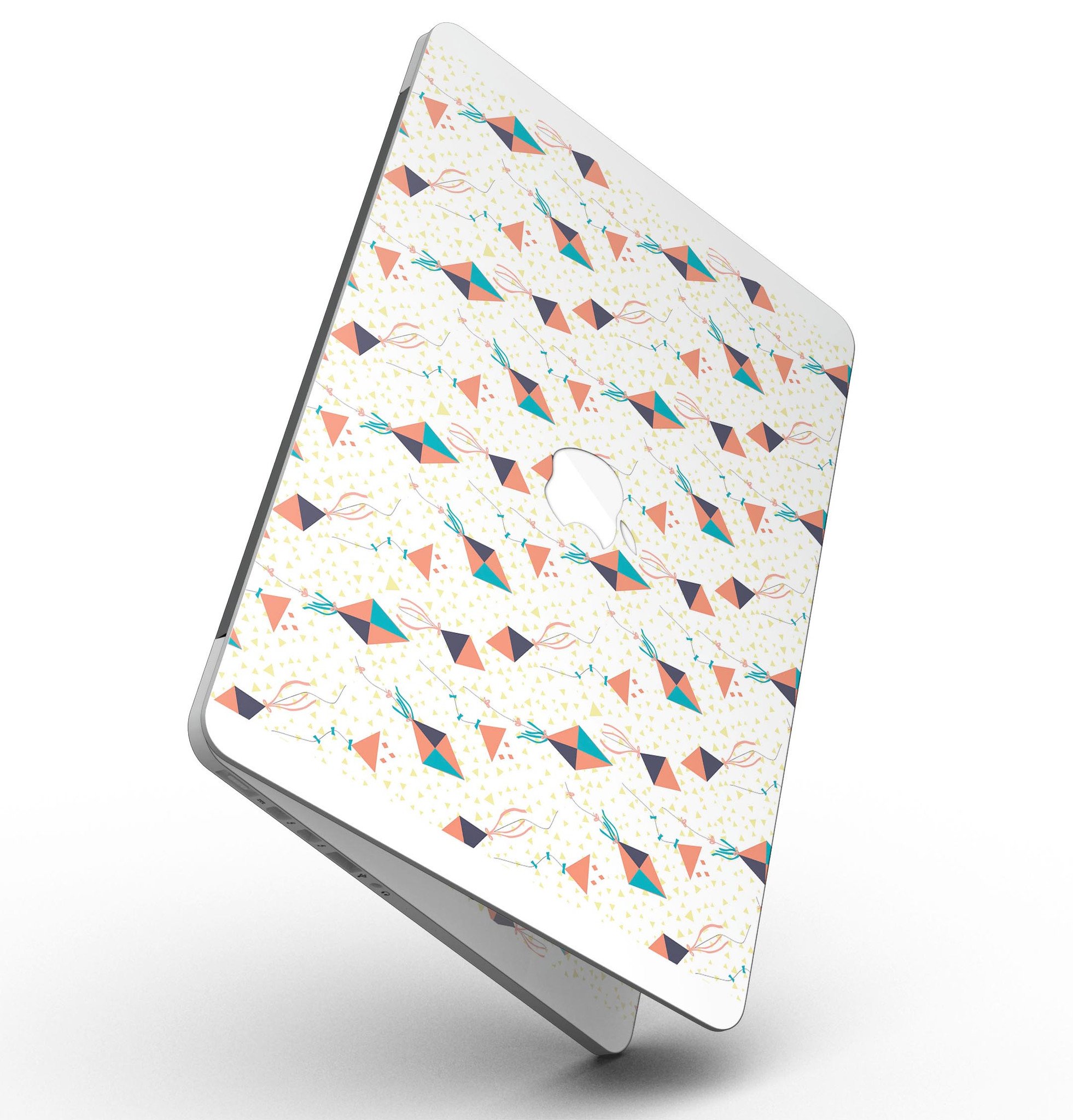 All Over Flying Kites Pattern skin for MacBook Pro with Retina Display, showcasing vibrant kite designs on a sleek vinyl surface.