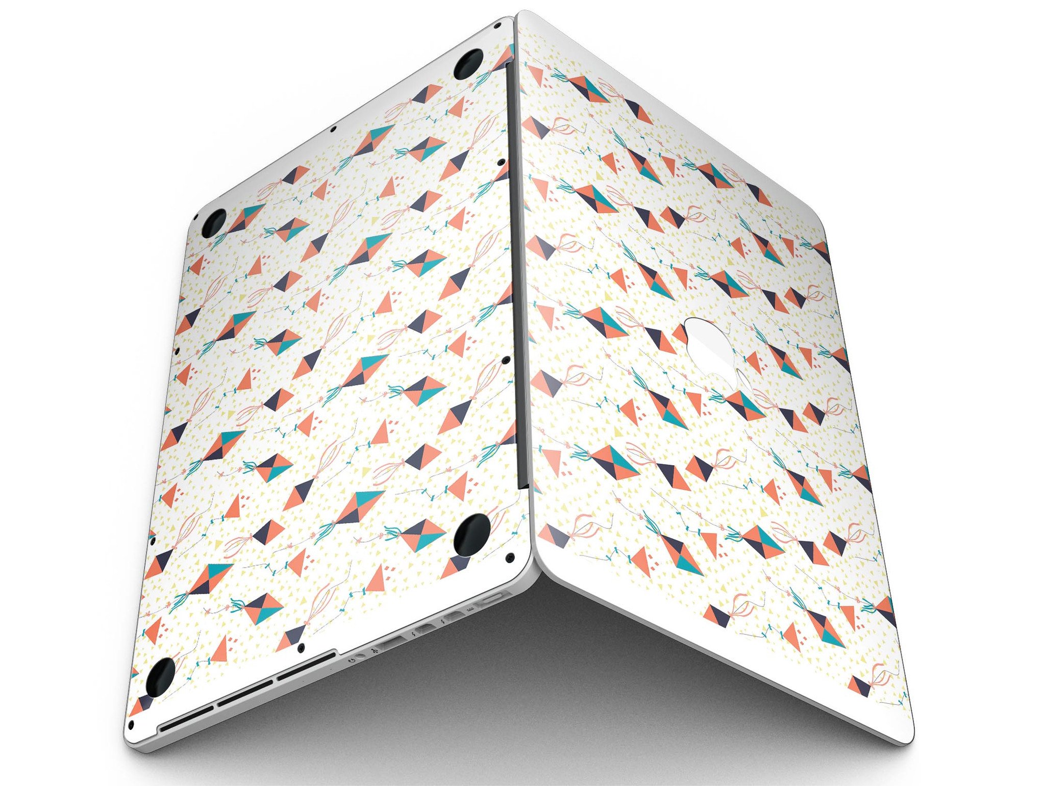 All Over Flying Kites Pattern skin for MacBook Pro with Retina Display, showcasing vibrant kite designs on a sleek vinyl surface.