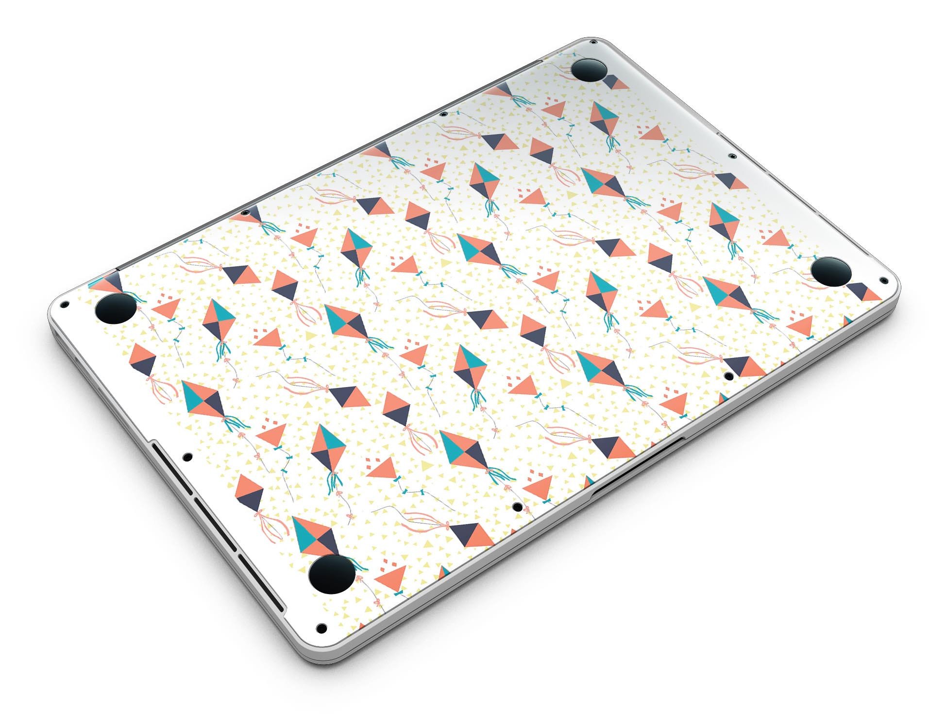 All Over Flying Kites Pattern skin for MacBook Pro with Retina Display, showcasing vibrant kite designs on a sleek vinyl surface.