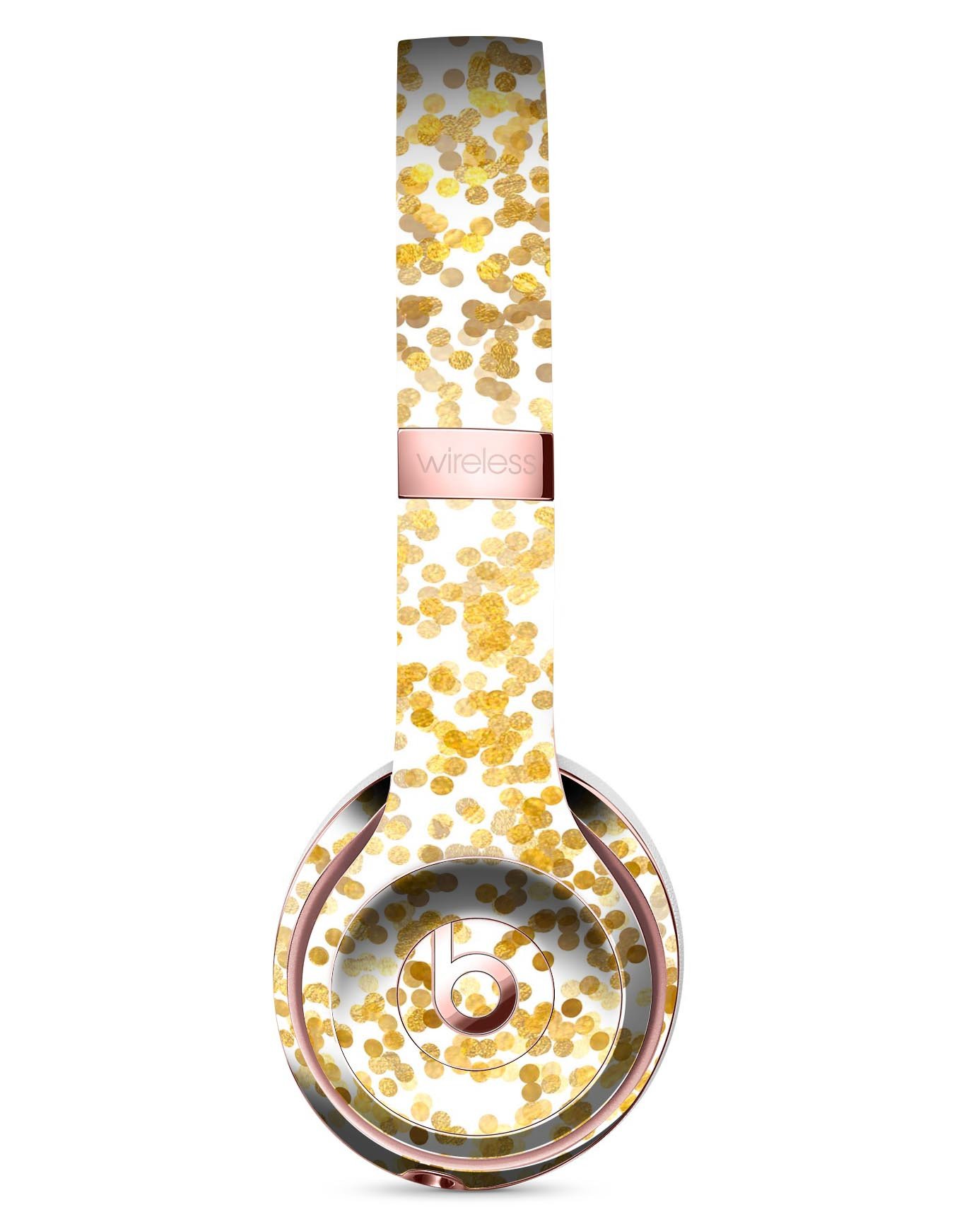 All Over Scattered Golden Micro Dots Skin Kit for Beats by Dre Solo 3 Wireless Headphones, showcasing a stylish design and premium vinyl material.