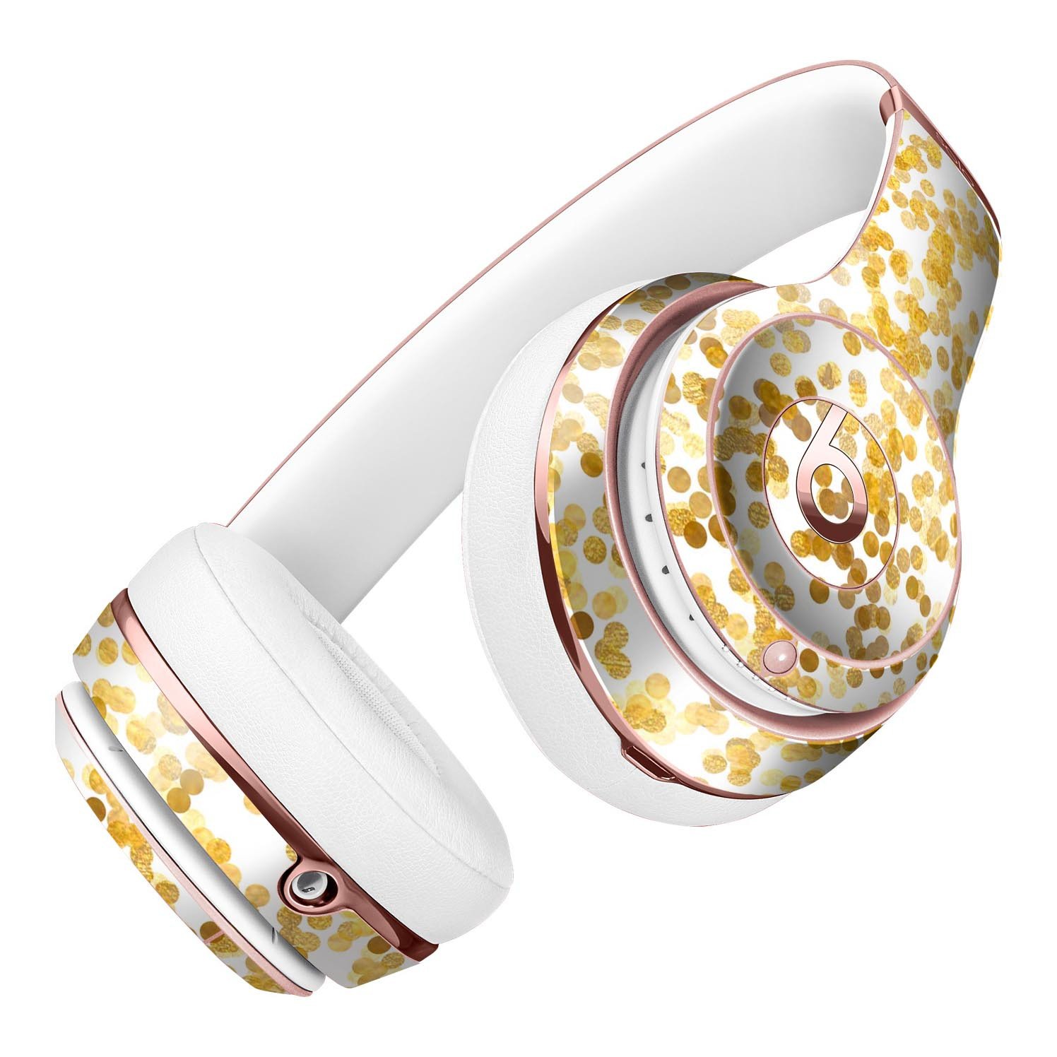 All Over Scattered Golden Micro Dots Skin Kit for Beats by Dre Solo 3 Wireless Headphones, showcasing a stylish design and premium vinyl material.