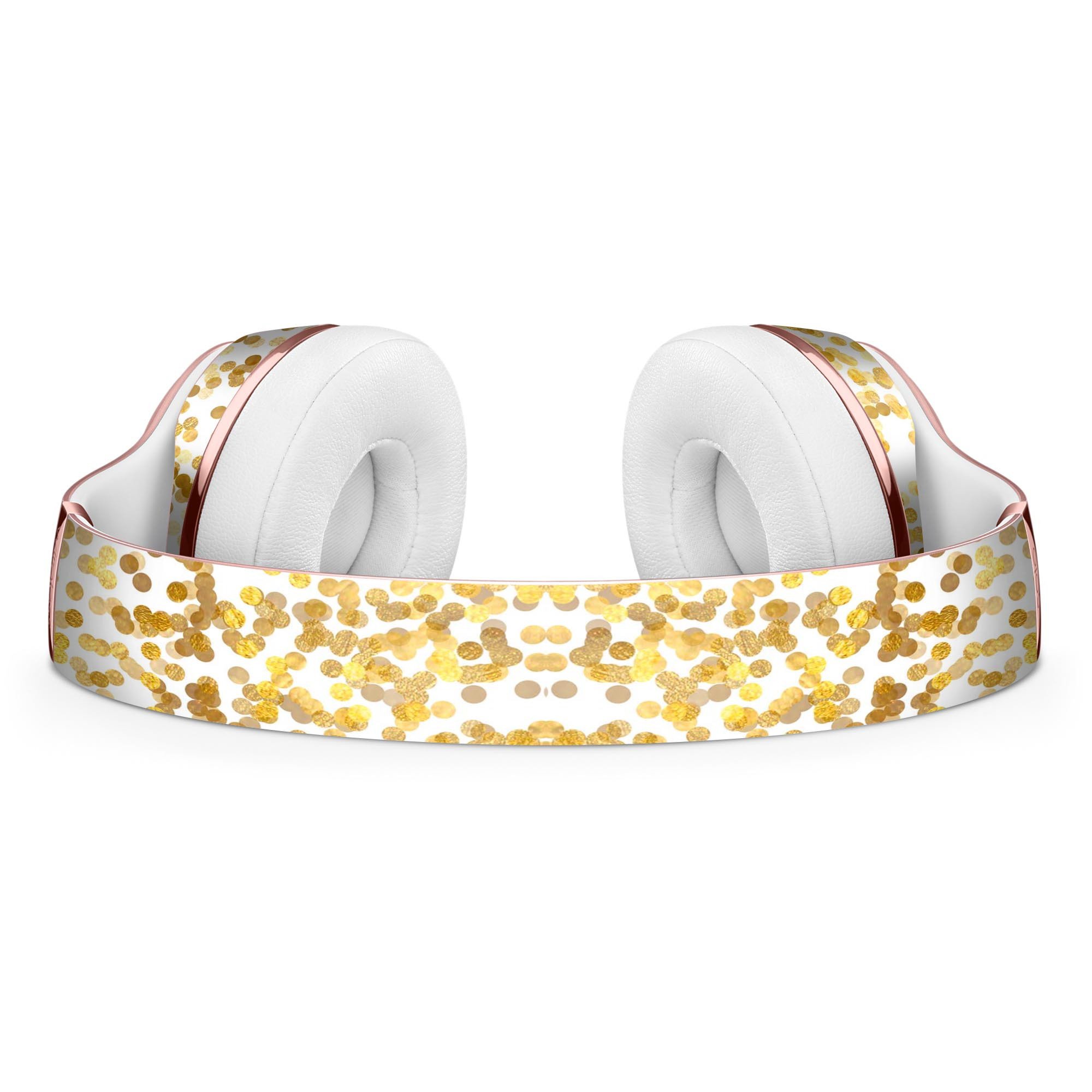 All Over Scattered Golden Micro Dots Skin Kit for Beats by Dre Solo 3 Wireless Headphones, showcasing a stylish design and premium vinyl material.