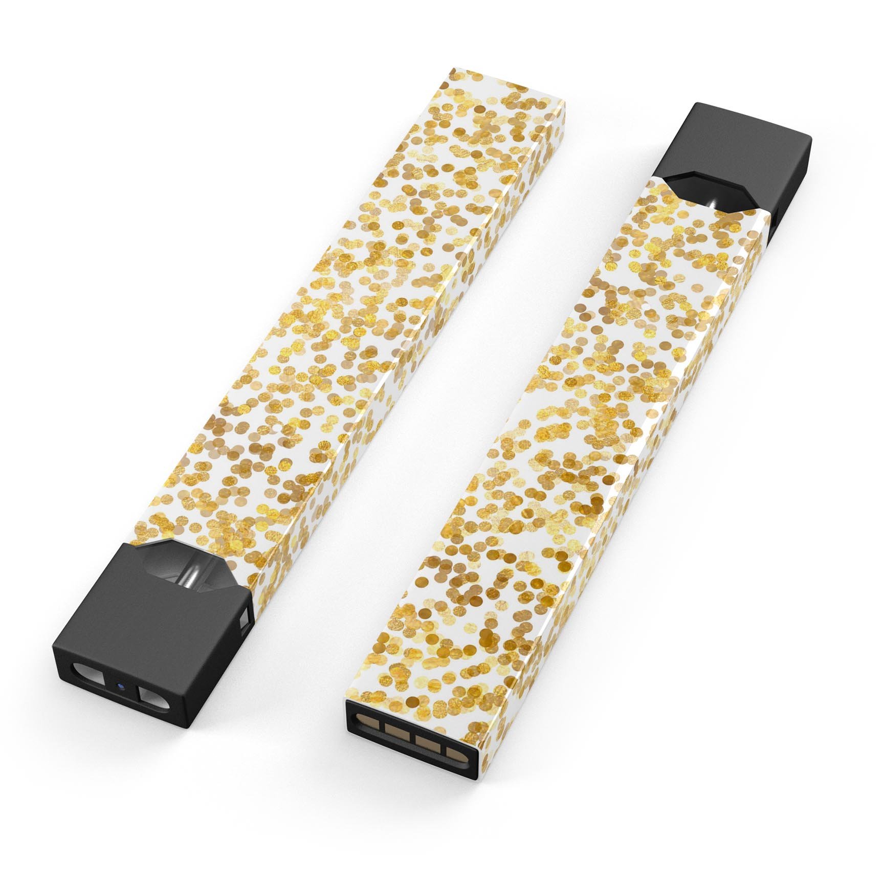 All Over Scattered Golden Micro Dots decal skin for JUUL vaping device, showcasing a stylish design with golden micro dots on a sleek surface.