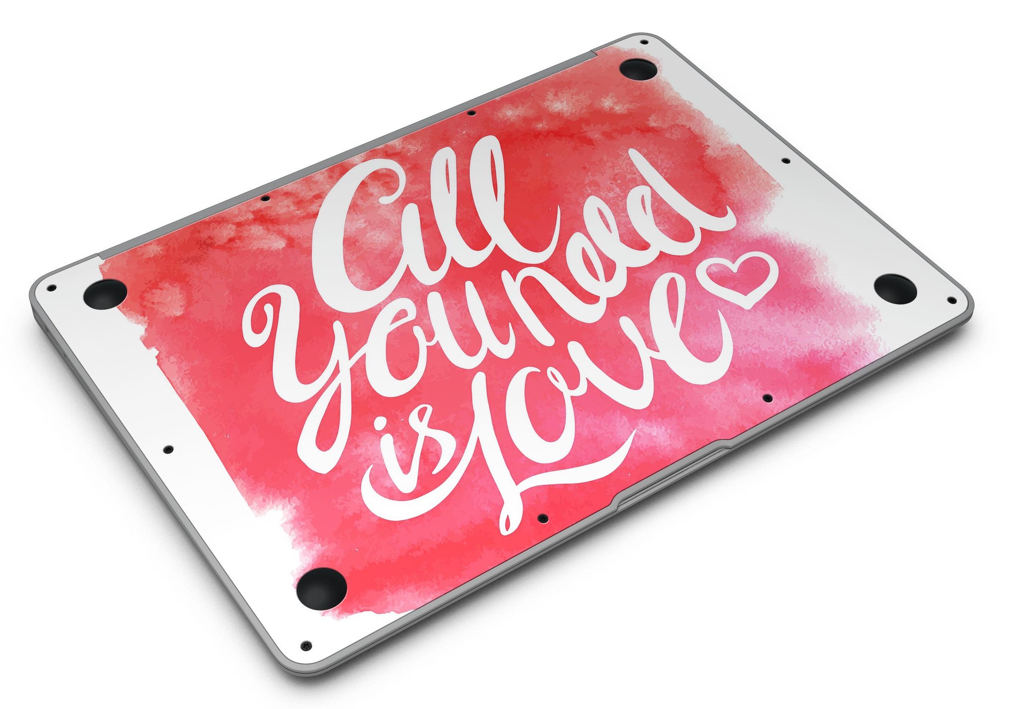 All You Need is Love MacBook Air Skin Kit featuring a vibrant design, showcasing its premium vinyl material and sleek finish.