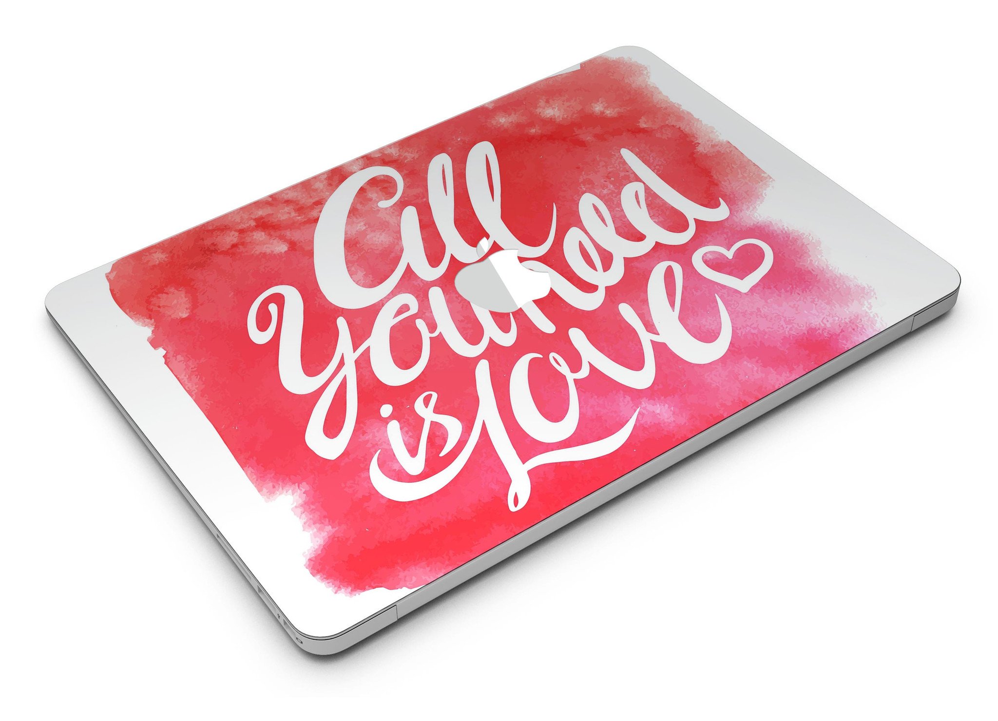 All You Need is Love MacBook Air Skin Kit featuring a vibrant design, showcasing its premium vinyl material and sleek finish.