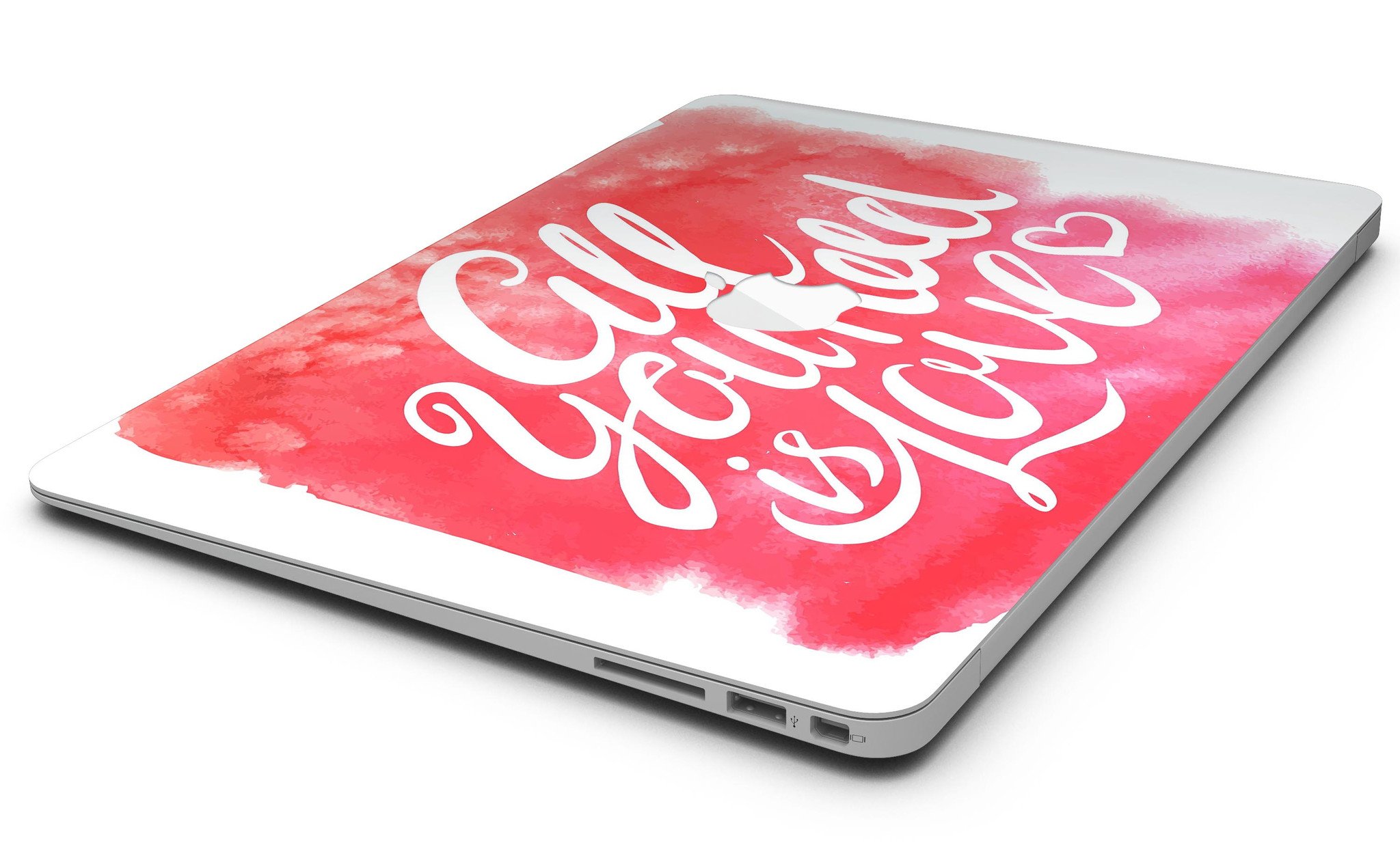 All You Need is Love MacBook Air Skin Kit featuring a vibrant design, showcasing its premium vinyl material and sleek finish.