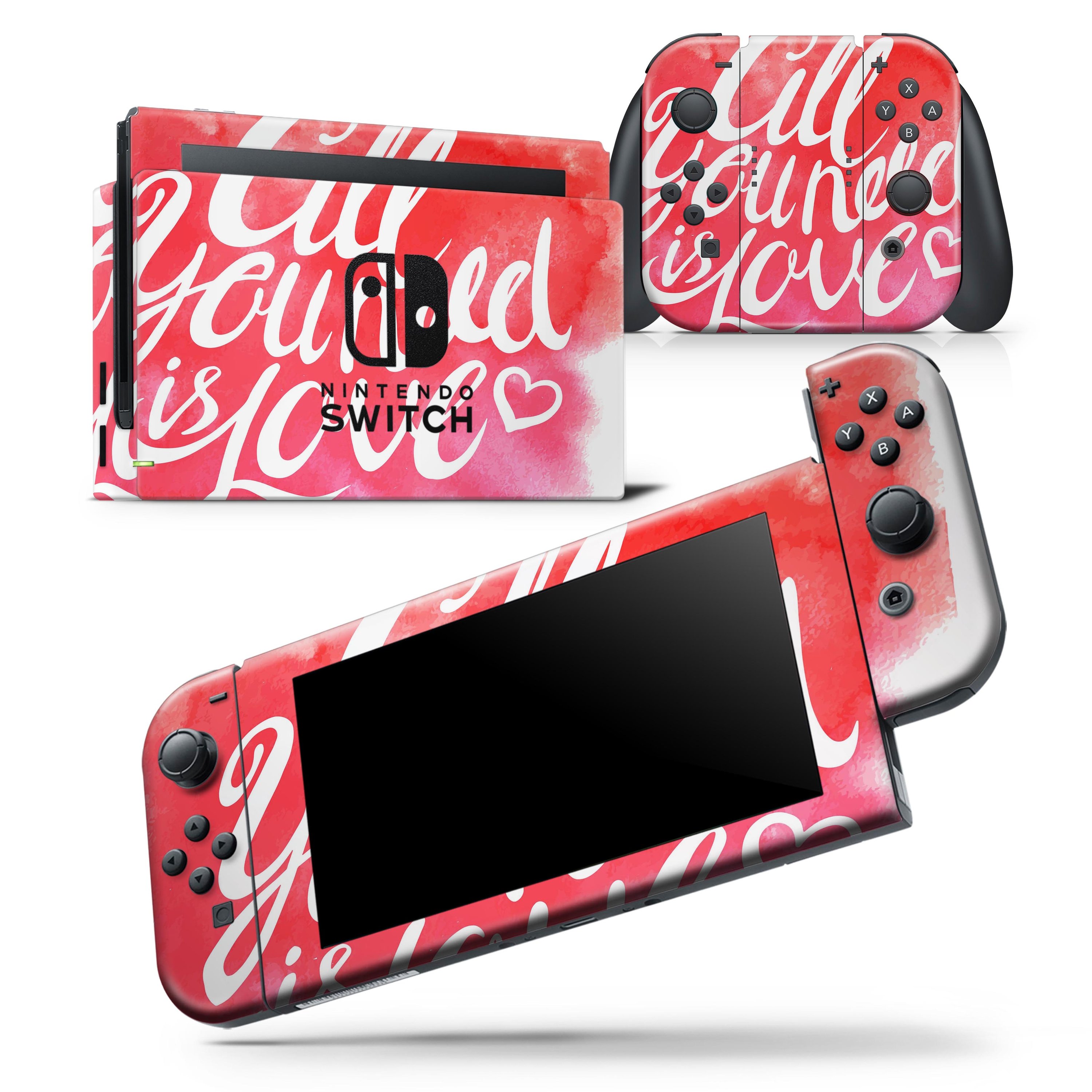 All You Need is Love skin wrap decal for Nintendo Switch Lite, featuring a vibrant design that adds style and protection to the device.