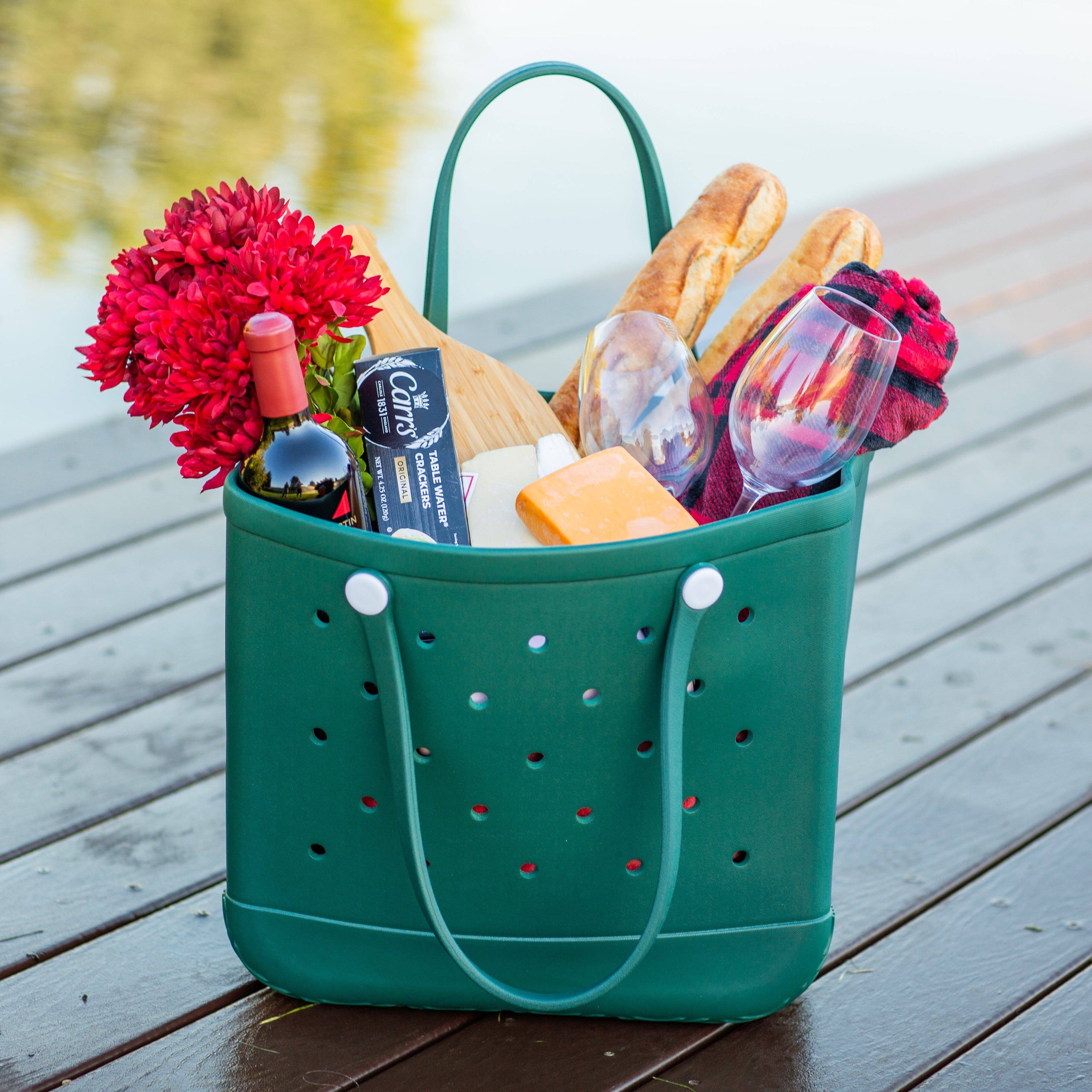 A vibrant All-Around Adventure X-Large Eva Tote in various colors, showcasing its spacious design and double handles, perfect for any occasion.