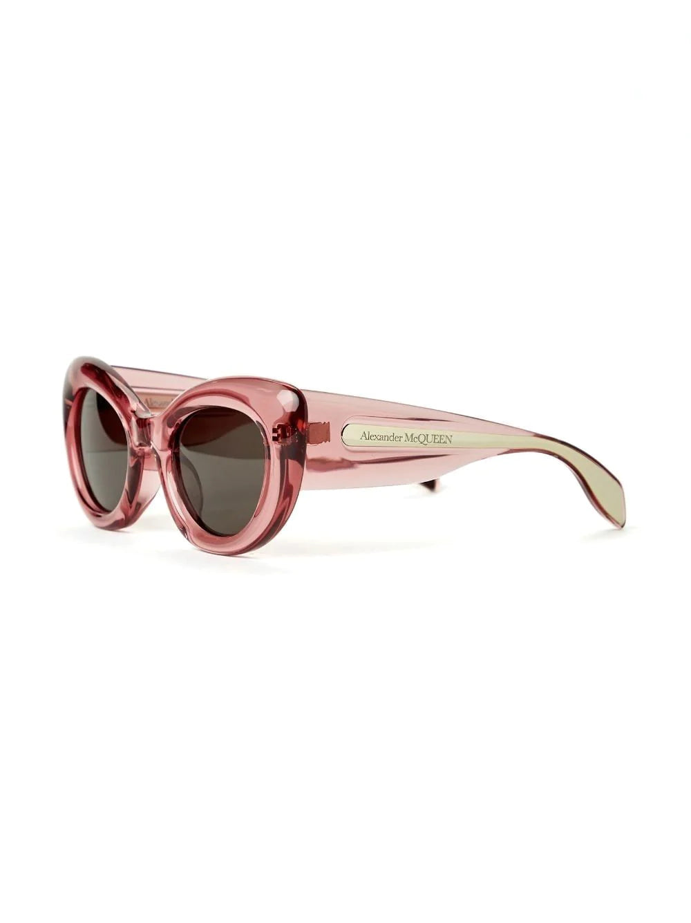 Alexander McQueen AM0403S cat-eye sunglasses with grey gradient lenses and full rim acetate frame.