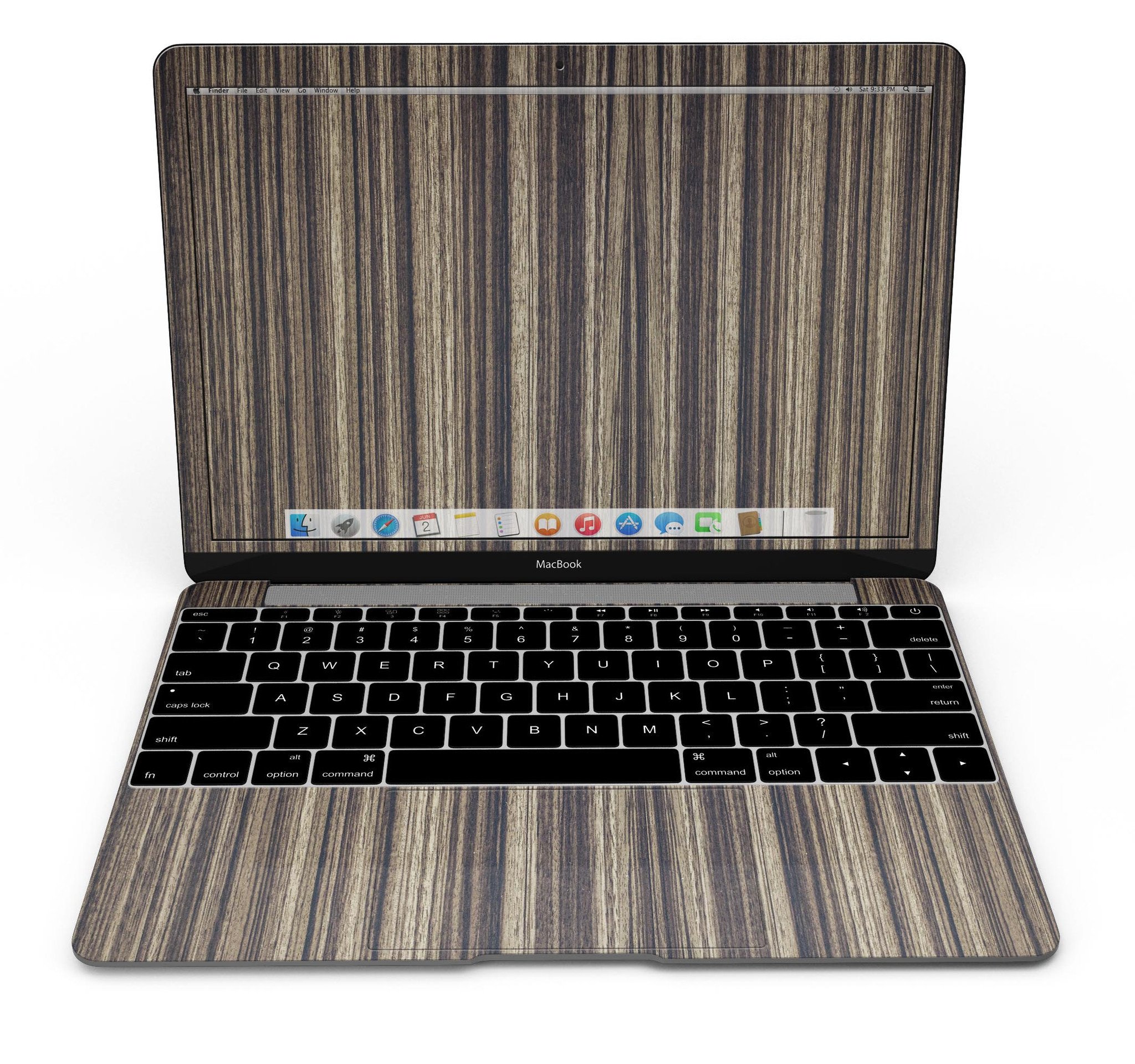 Allure Collection Luxurious Textured Wood Kit for 12" MacBook showcasing elegant wood finishes and precision-cut design.