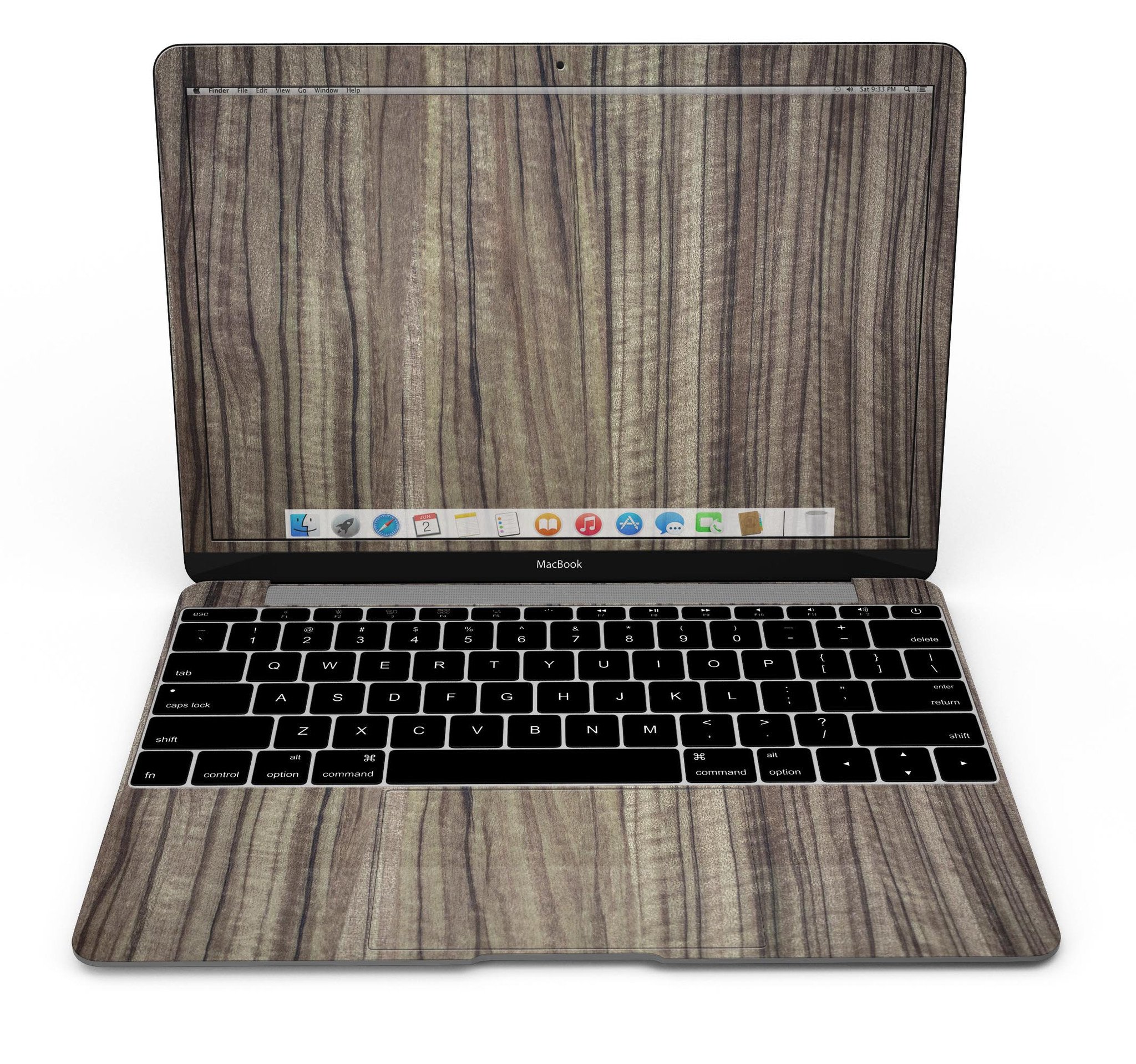 Allure Collection Luxurious Textured Wood Kit for 12" MacBook showcasing elegant wood finishes and precision-cut design.