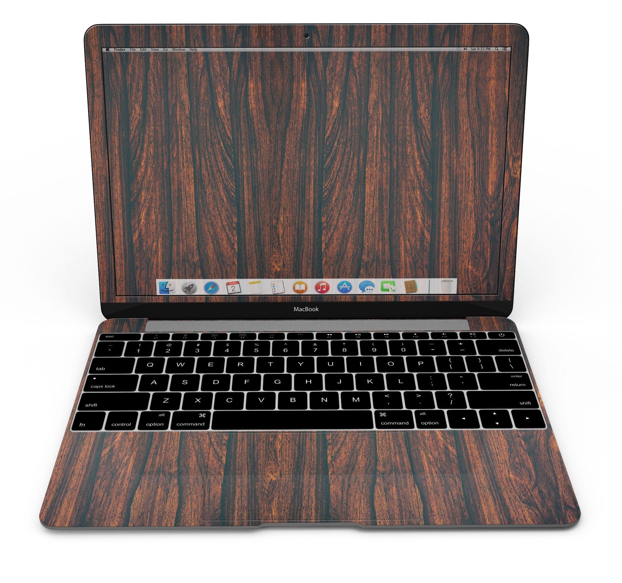 Allure Collection Luxurious Textured Wood Kit for 12" MacBook showcasing elegant wood finishes and precision-cut design.