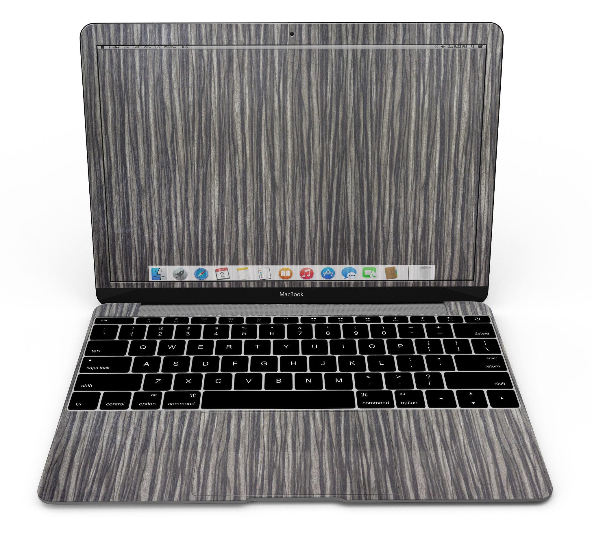 Allure Collection Luxurious Textured Wood Kit for 12" MacBook showcasing elegant wood finishes and precision-cut design.