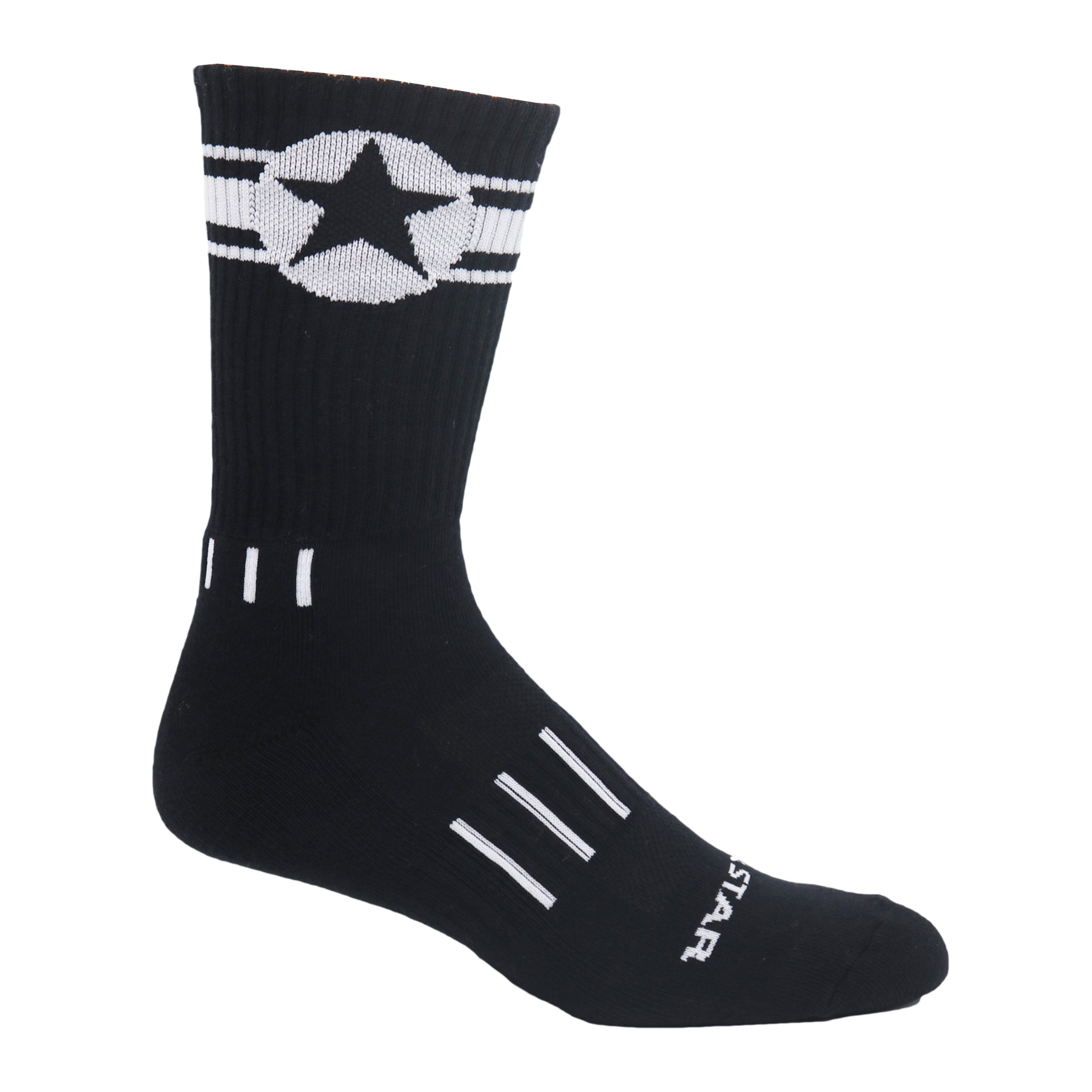 American Star Crew Socks featuring a bold star design and vibrant stripes, perfect for showcasing patriotism.