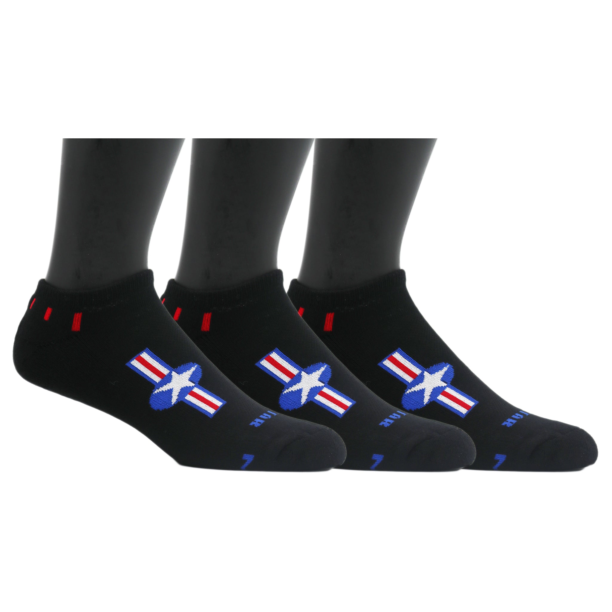 American Star Low Cut Socks featuring a bold star design and stripe pattern, perfect for showcasing patriotism.