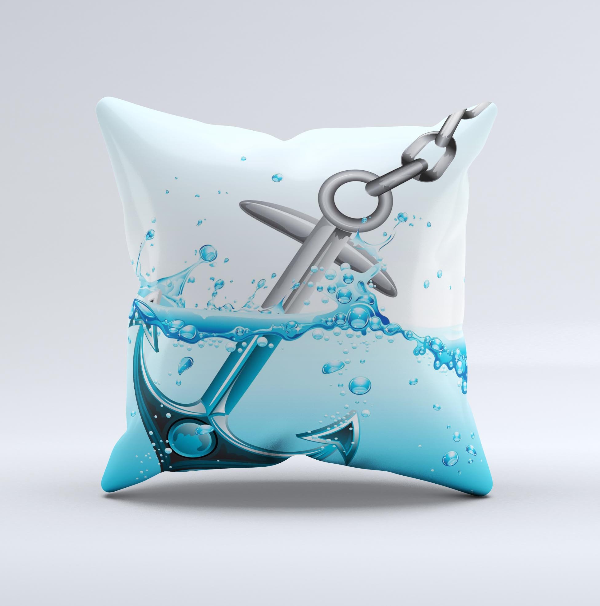 Anchor Splashing Ink-Fuzed Decorative Throw Pillow showcasing vibrant colors and unique design, handcrafted in Virginia.