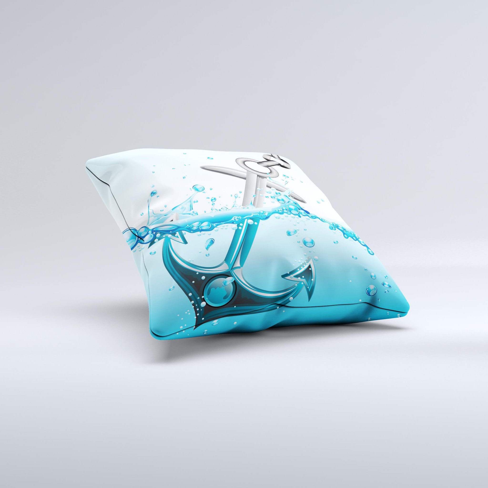 Anchor Splashing Ink-Fuzed Decorative Throw Pillow showcasing vibrant colors and unique design, handcrafted in Virginia.