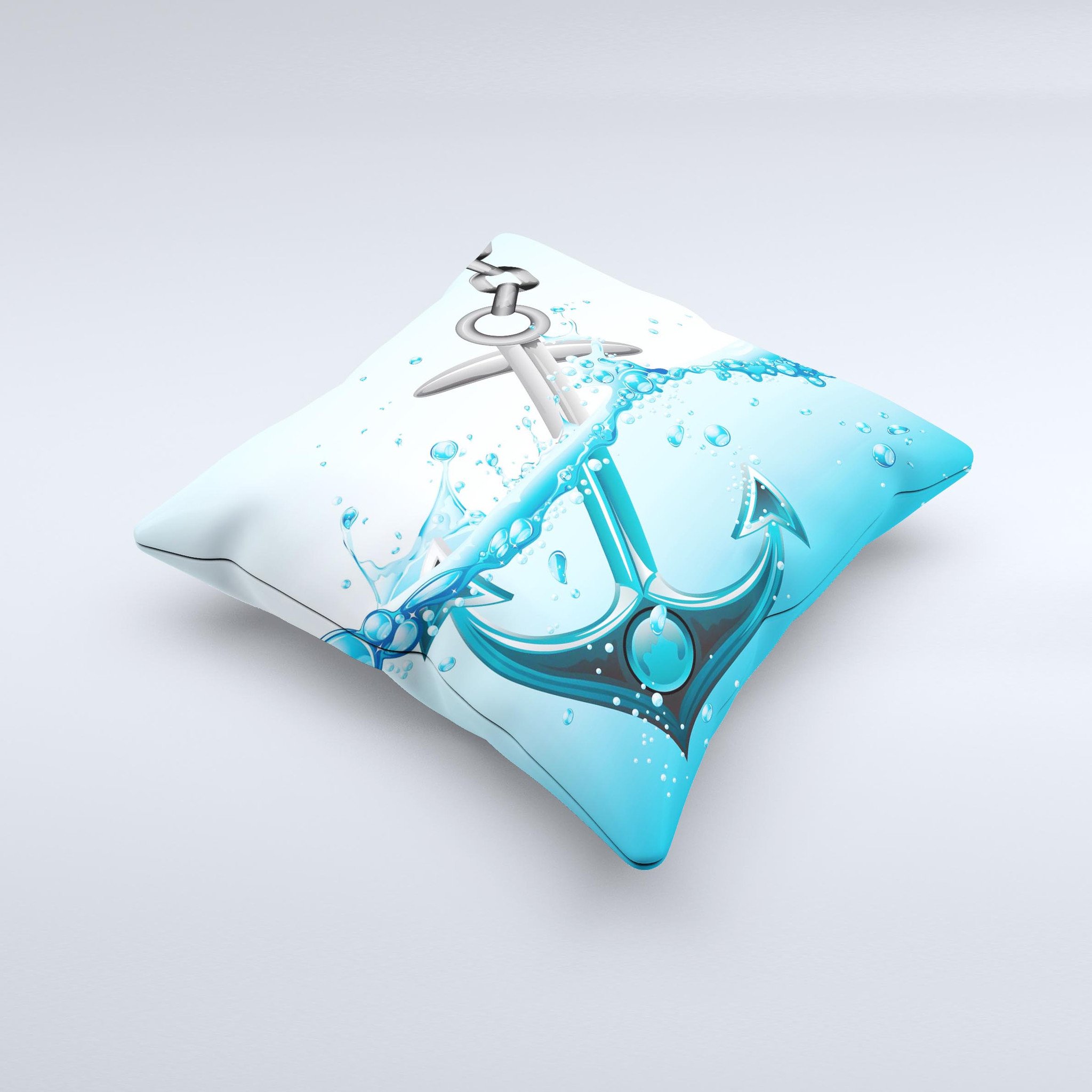 Anchor Splashing Ink-Fuzed Decorative Throw Pillow showcasing vibrant colors and unique design, handcrafted in Virginia.