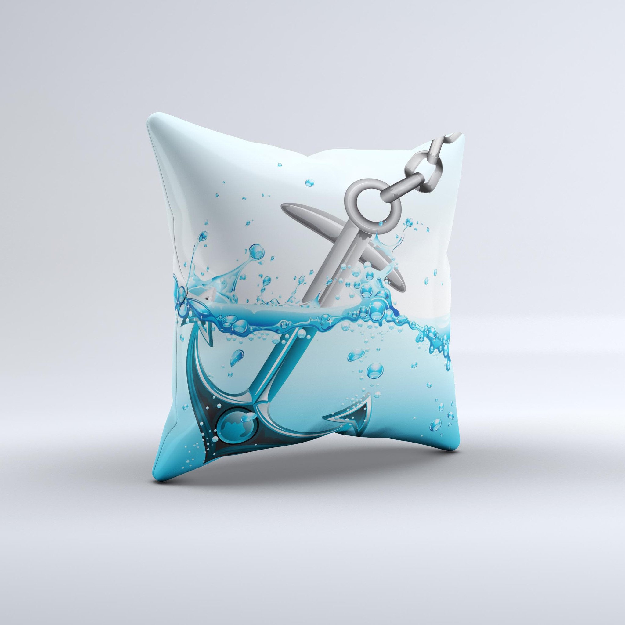 Anchor Splashing Ink-Fuzed Decorative Throw Pillow showcasing vibrant colors and unique design, handcrafted in Virginia.