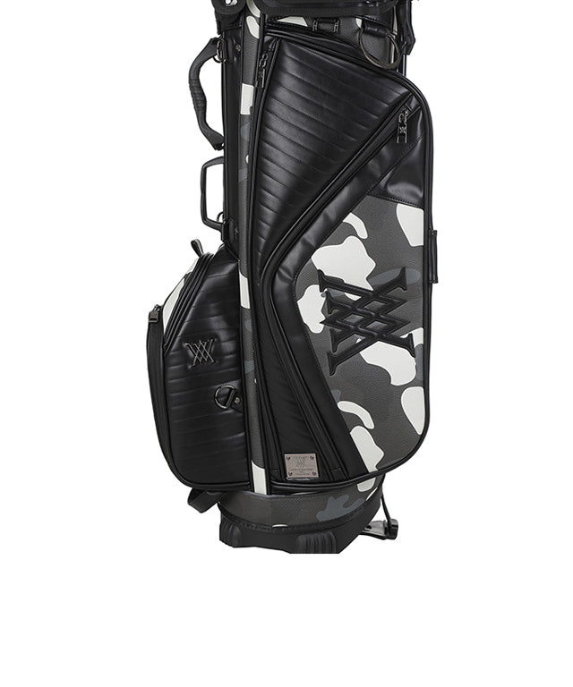 ANEW Golf Indie Camo Stand Bag in Black featuring stylish design and multiple storage pockets.