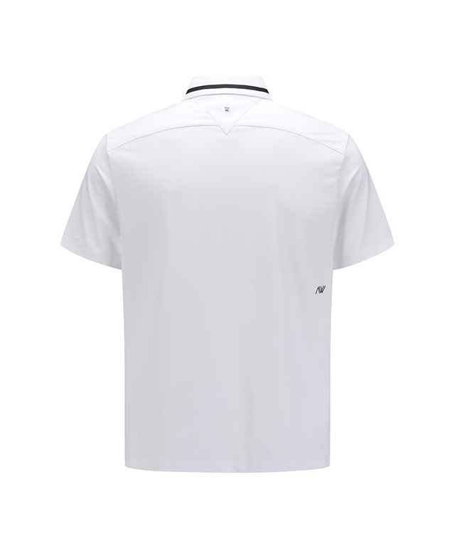 ANEW Golf Men Back Triangular Point Short T-Shirt in White, showcasing its unique triangular back design and comfortable fit.