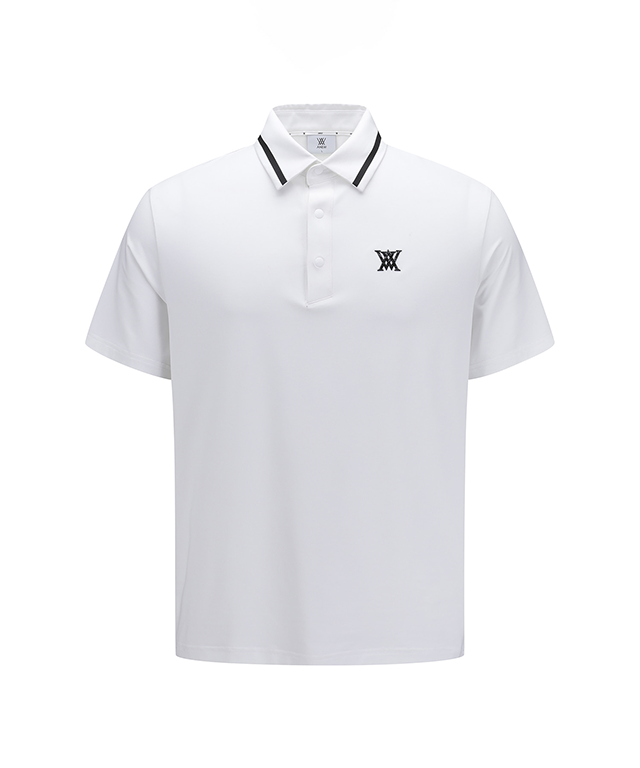 ANEW Golf Men Back Triangular Point Short T-Shirt in White, showcasing its unique triangular back design and comfortable fit.