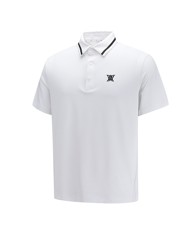 ANEW Golf Men Back Triangular Point Short T-Shirt in White, showcasing its unique triangular back design and comfortable fit.