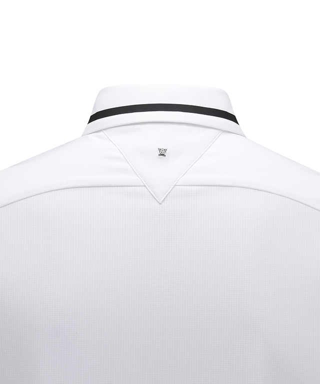 ANEW Golf Men Back Triangular Point Short T-Shirt in White, showcasing its unique triangular back design and comfortable fit.