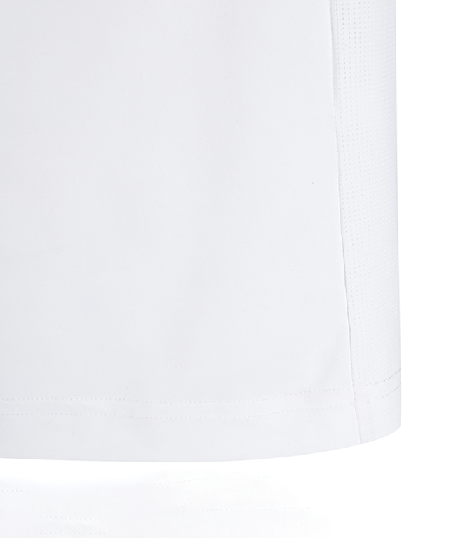 ANEW Golf Men Back Triangular Point Short T-Shirt in White, showcasing its unique triangular back design and comfortable fit.