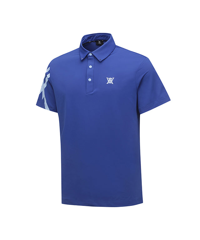 ANEW Golf Men Sleeve Signature Logo T-Shirt in R/Blue, showcasing the stylish design and breathable fabric.