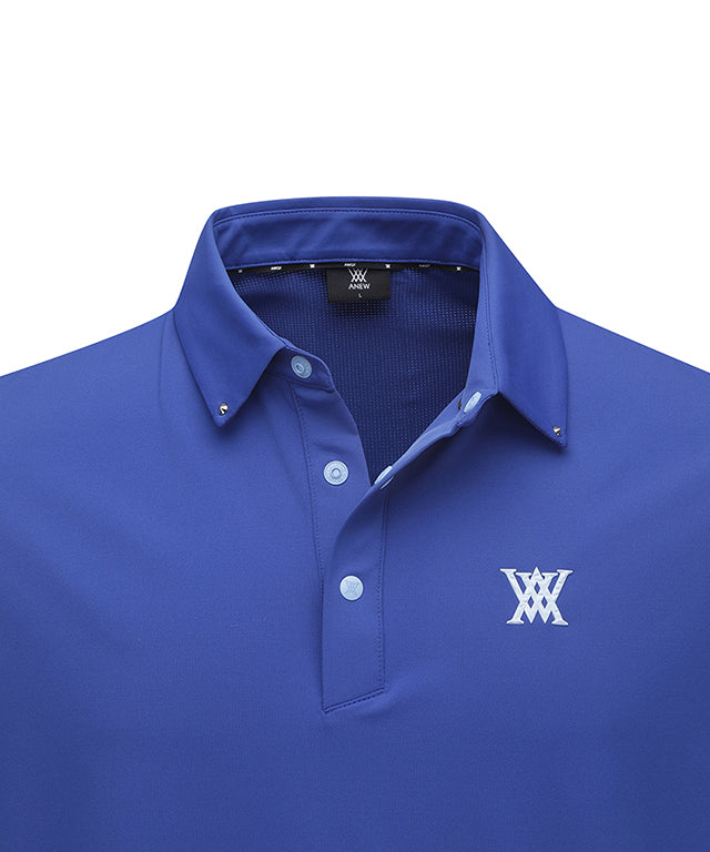 ANEW Golf Men Sleeve Signature Logo T-Shirt in R/Blue, showcasing the stylish design and breathable fabric.