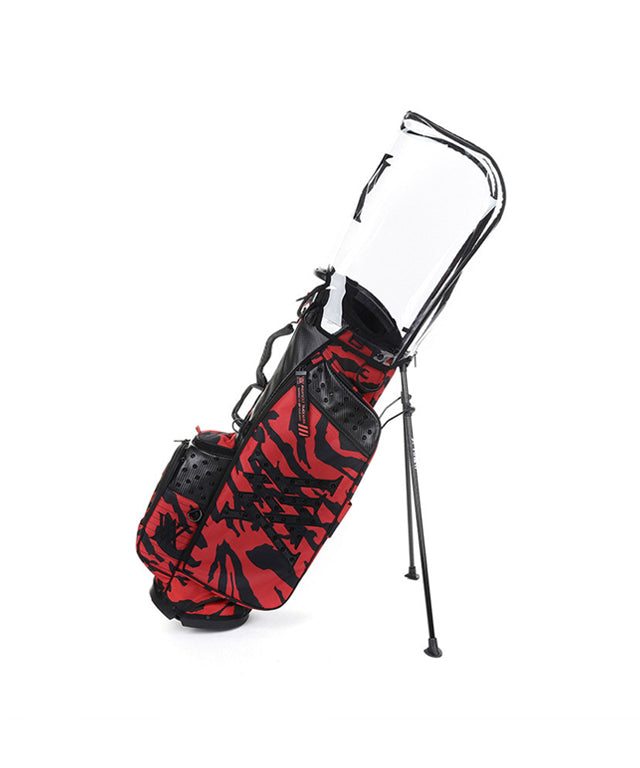 ANEW Golf Pattern Stand Bag in Black, showcasing its sleek design and lightweight structure.