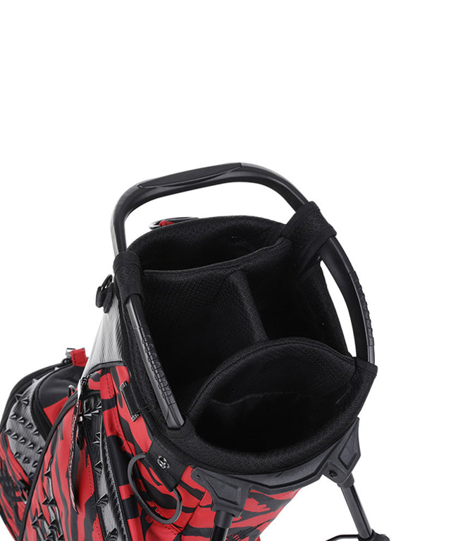 ANEW Golf Pattern Stand Bag in Black, showcasing its sleek design and lightweight structure.