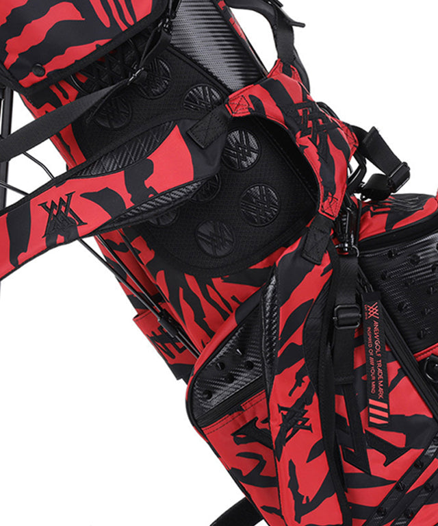 ANEW Golf Pattern Stand Bag in Black, showcasing its sleek design and lightweight structure.