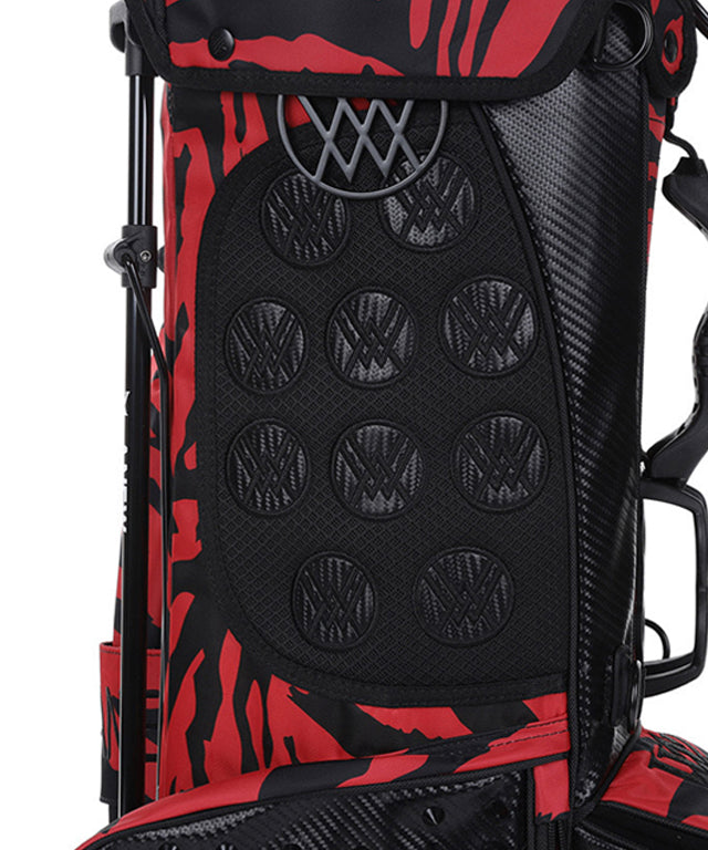 ANEW Golf Pattern Stand Bag in Black, showcasing its sleek design and lightweight structure.