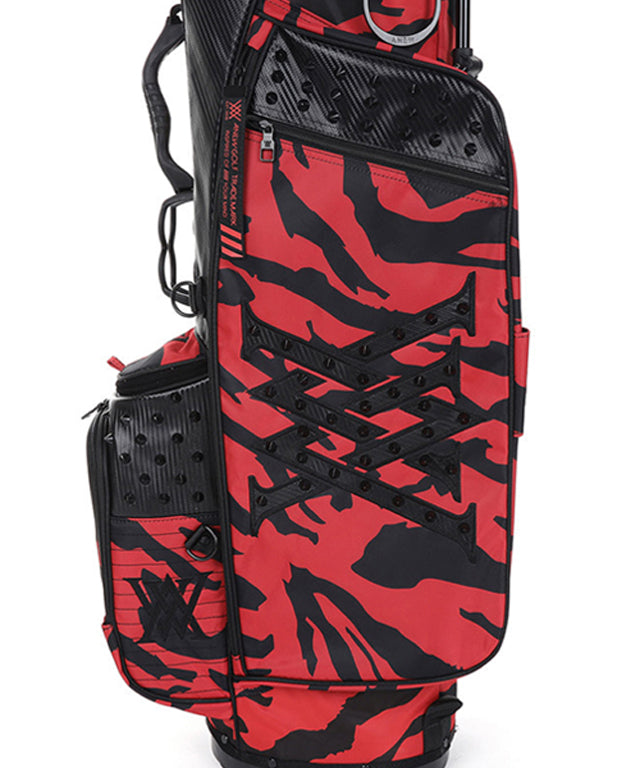 ANEW Golf Pattern Stand Bag in Black, showcasing its sleek design and lightweight structure.