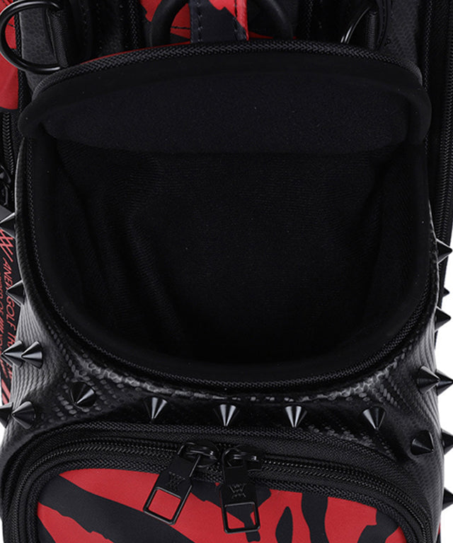 ANEW Golf Pattern Stand Bag in Black, showcasing its sleek design and lightweight structure.