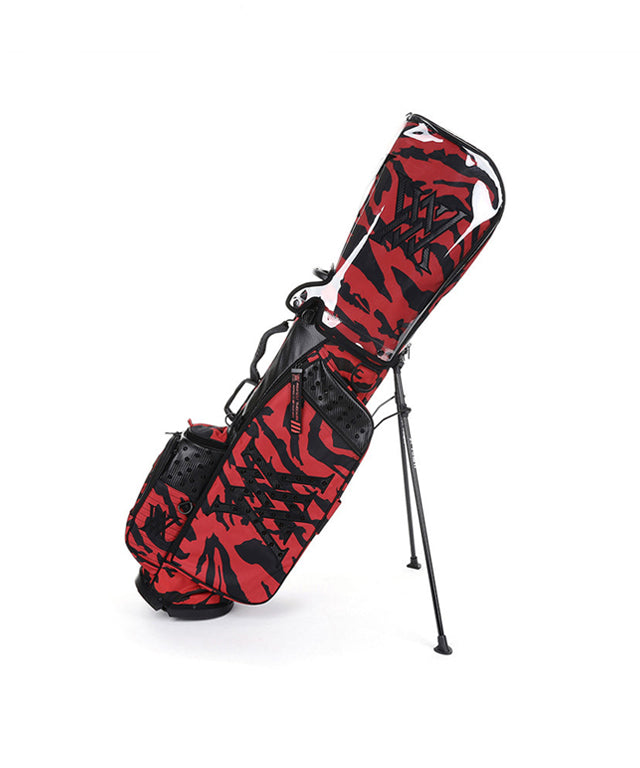 ANEW Golf Pattern Stand Bag in Black, showcasing its sleek design and lightweight structure.