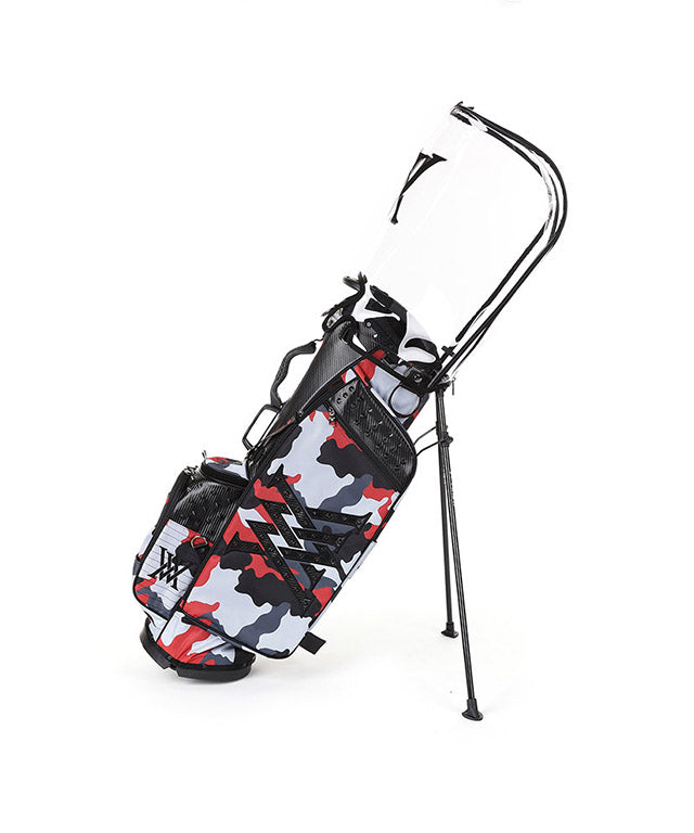 ANEW Golf Pattern Stand Bag in vibrant red color, showcasing its stylish design and lightweight features.