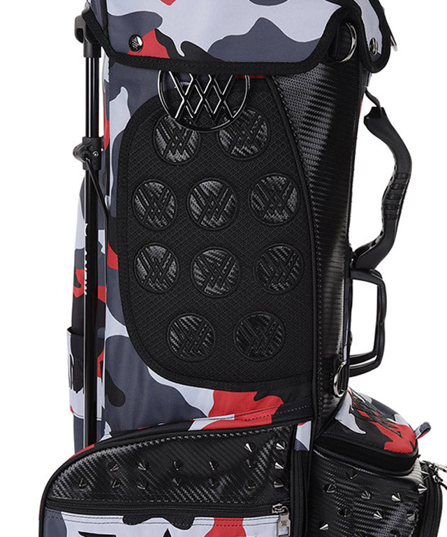 ANEW Golf Pattern Stand Bag in vibrant red color, showcasing its stylish design and lightweight features.