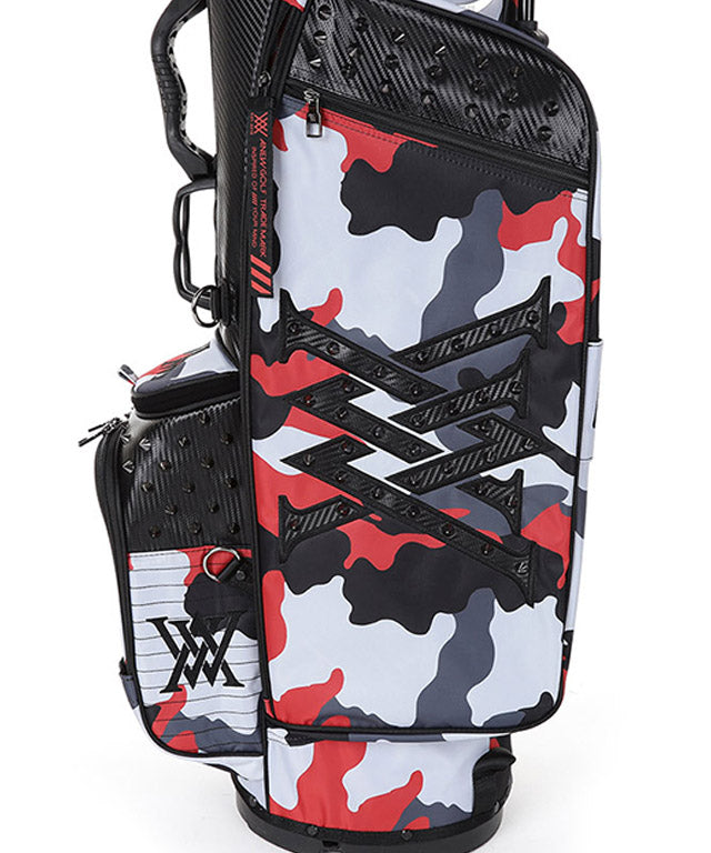 ANEW Golf Pattern Stand Bag in vibrant red color, showcasing its stylish design and lightweight features.